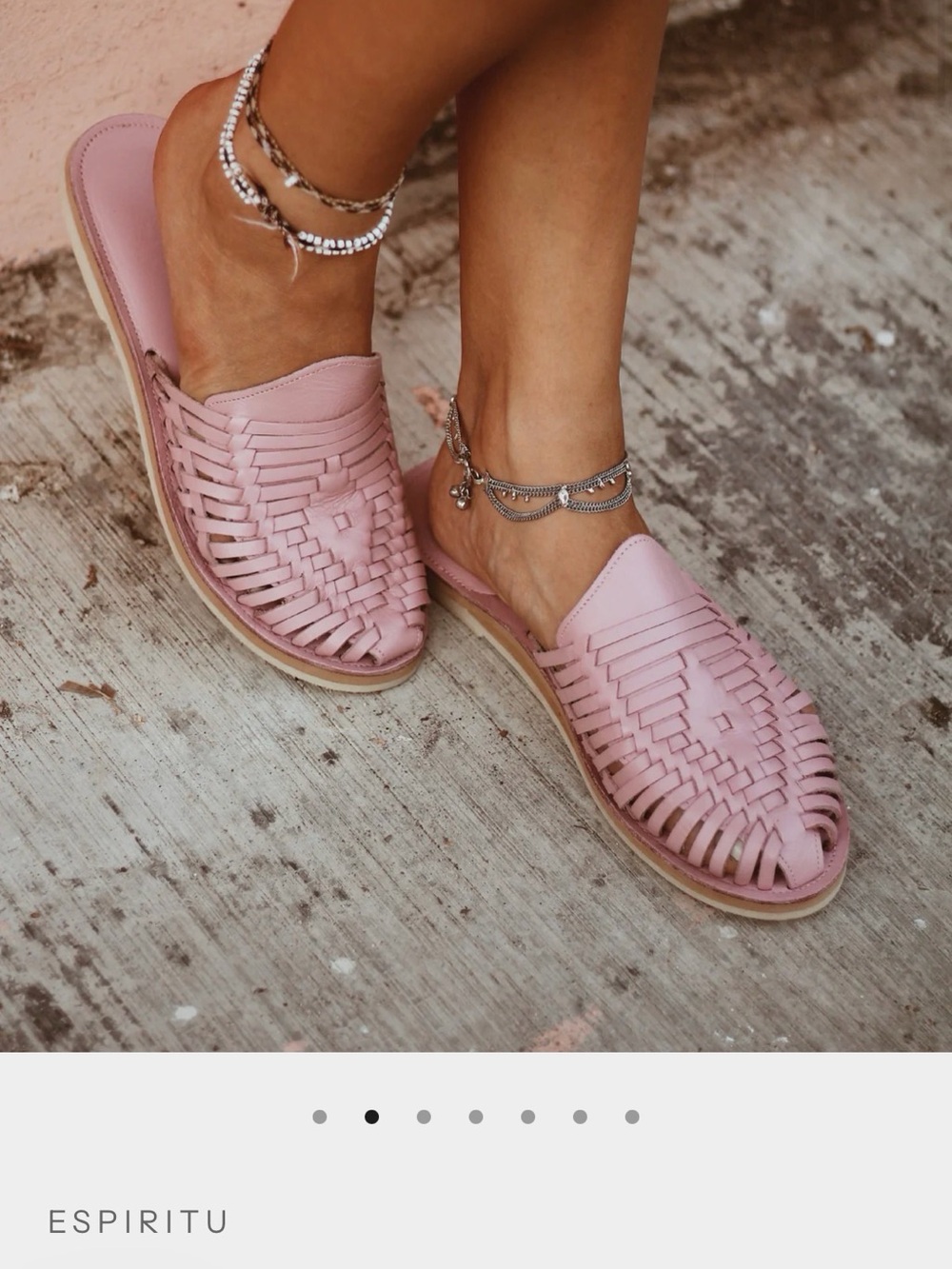 Espíritu Woven Leather Mule Slides in Dusty Pink - New/Never Worn